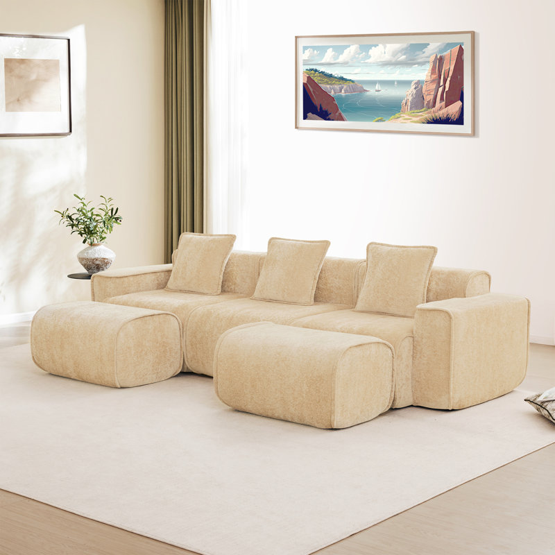 Canapé modulaire Boneless, H 31,1 po x l 108,66 po x P 59,84 po, 5, Light Camel
