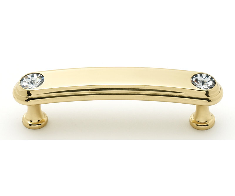 Polished Brass 3" Bar Pull with Crystal Accents