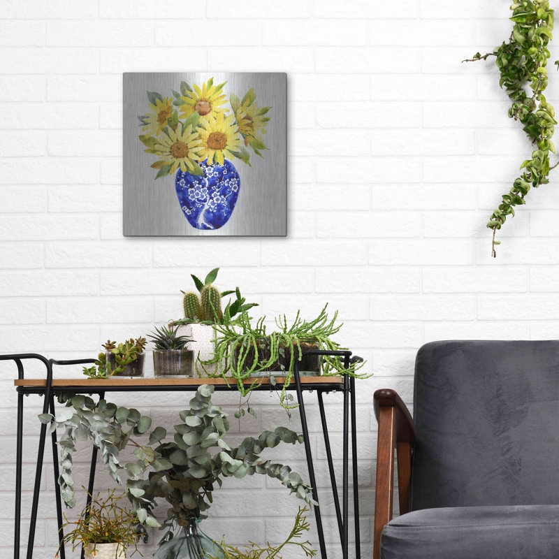 «Sun Flower Still Life II» par Tim O'Toole, art mural en métal, H 12 po x l 12 po
