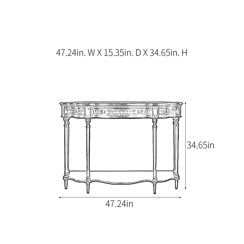 Console rétro sculptée, H 34,65 po x l 47,24 po x P 15,35 po