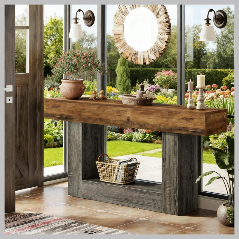 Wooden Console Table, Narrow Long Wood Sofa Table, Living Room Table Rectangular Sofa Table Behind The Couch