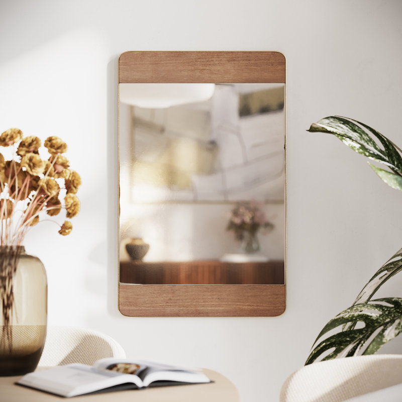 Kele Metal Wood Farmhouse Wall Mirror
