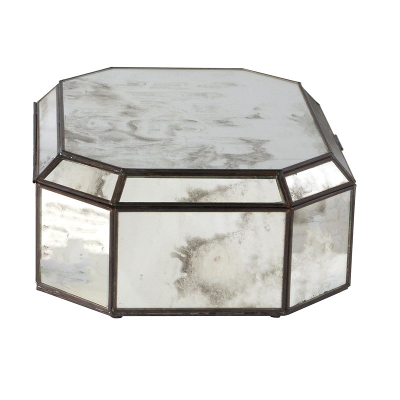 Box Glass Decorative Box, Antique Mirror