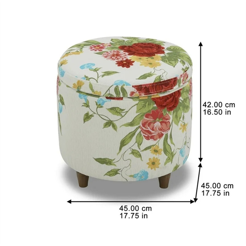 Repose-pieds rond avec rangement Floral