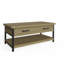 San Diego 2 Drawer Coffee Table With Open Shelf. Solid Wood. Metal Frame