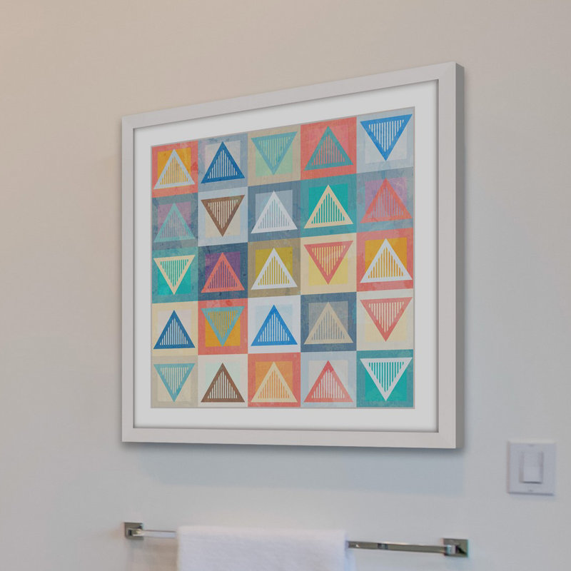 « craie triangles », reproduction d’art encadrée, H 12 po x l 12 po x P 1,5 po