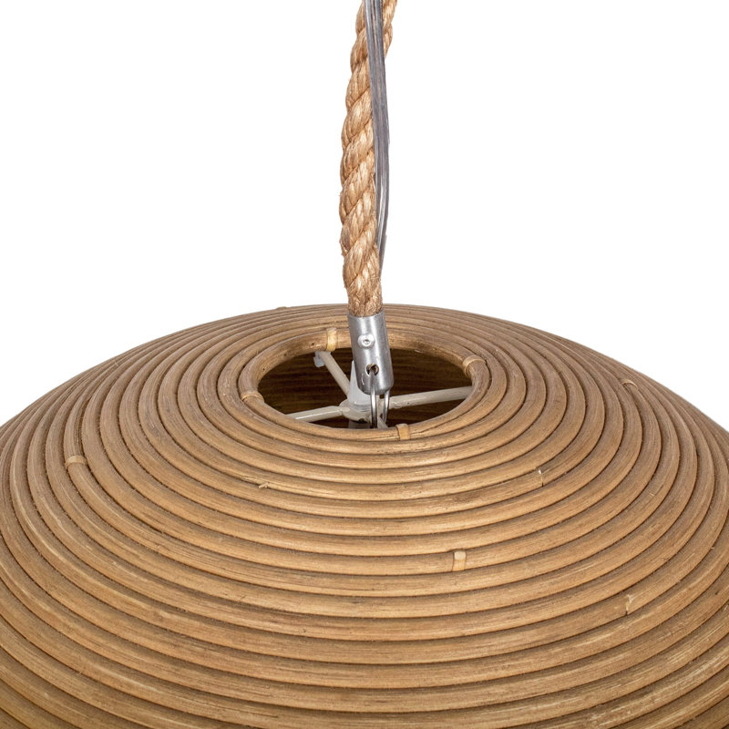 Java Rattan Dome Pendant Light, Natural Beige