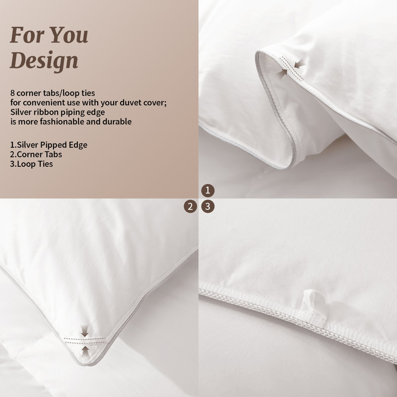 Luxury All Season Feather Down Comforter – Egyptian Soft Cotton‑Blend, Warmth Duvet Insert, Queen