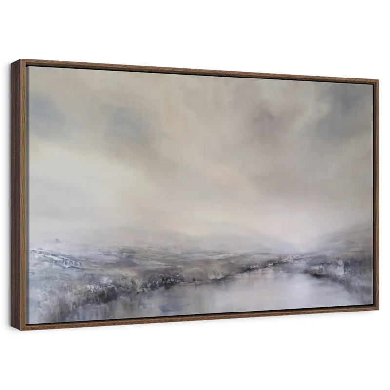Brume matinale, 19 po x 13 po, Cadre flottant noyer