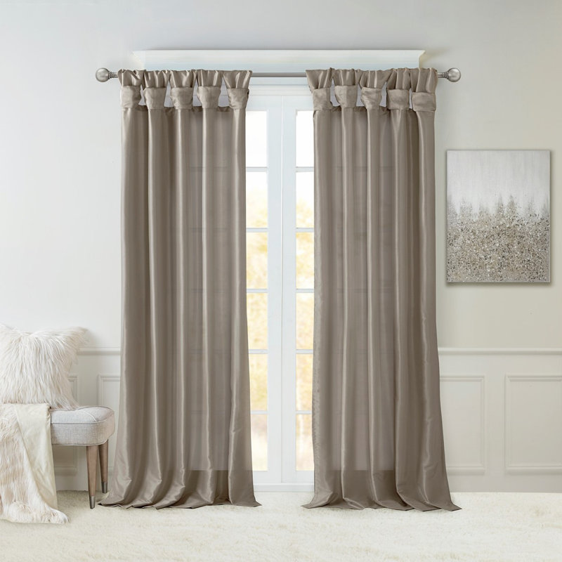 Panneau de rideau de fenêtre Elegant Twist, Étain, L 50 po x L 84 po
