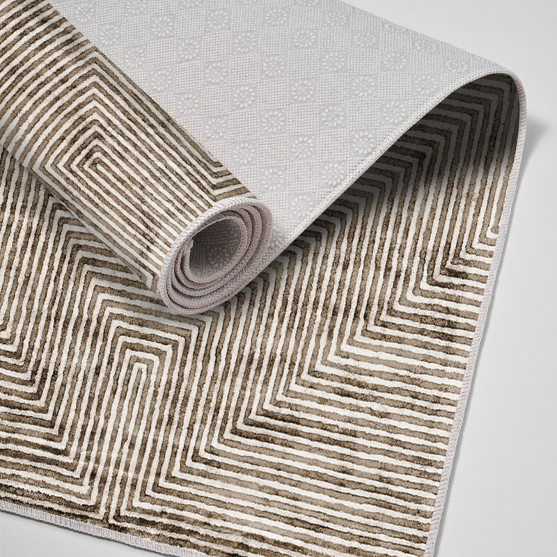 Tapis café en polyamide tissé à la machine Elvern, Rectangle 2 pi 7 po x 4 pi 11 po