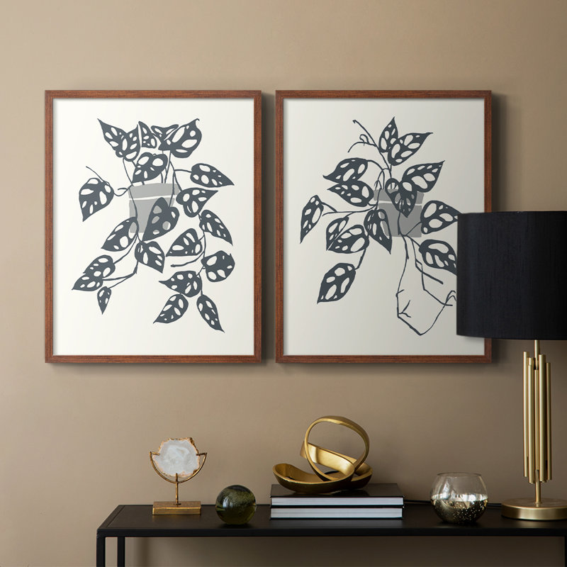 «Growing Leaves II», reproduction encadrée de qualité supérieure - prête à être accrochée - aucun clou requis - aucun clou requis