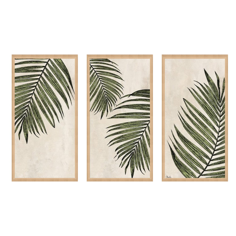 Poetic Flora Set I par Olivia Rose - Ensemble de 3 reproductions sur toile, H 40 po x l 60 po, Naturel