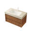 Comptoir en pierre frittée 36 "avec motif et bassin en céramique, beige, trou de trop-plein pour la protection contre les fuites