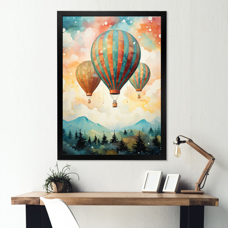 Charme classique en montgolfière II, Cadre photo noir simple, H 44 po x l 34 po x P 1,5 po