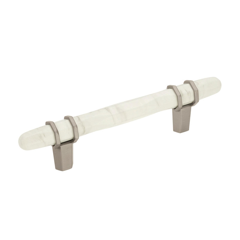 Polished Nickel and Marble White Modern Bar Cabinet Pull