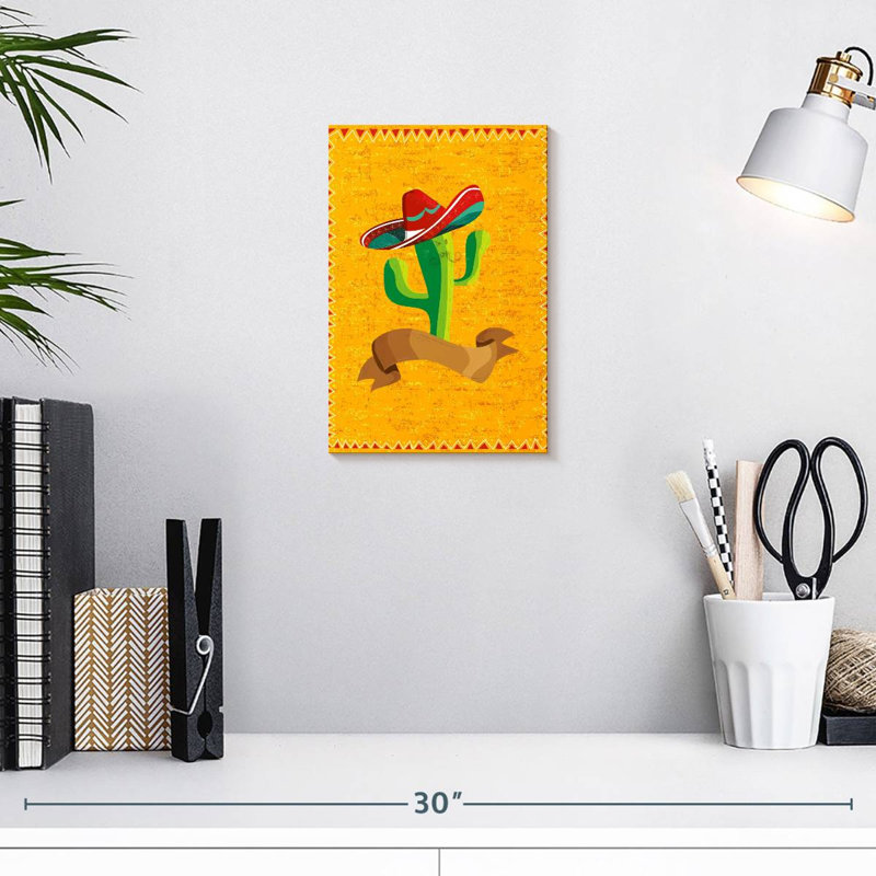 Cactus Wearing Sombrero, 12" H x 8" W