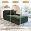 Chaise longue modulaire rembourrée en chenille verte avec accoudoirs et coussins décoratifs-348563248-348563251