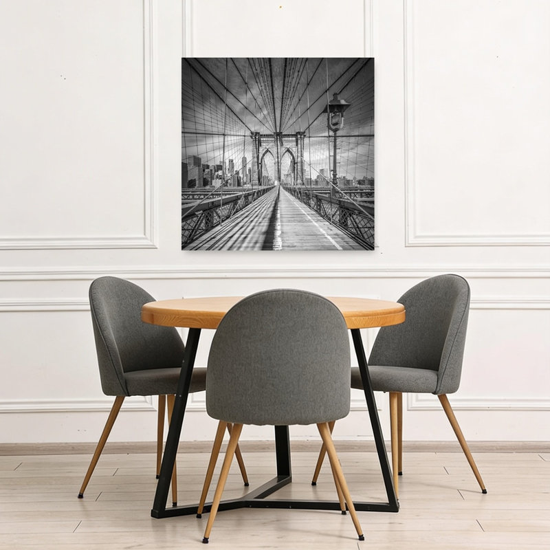 Brooklyn Bridge Path Abstract Contemporary Architecture City Wall Art Print, 36" H x 36" W