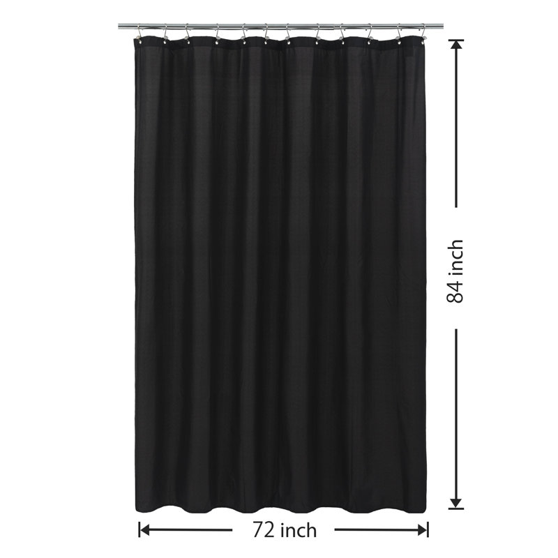 Doublure de rideau de douche simple en tissu imperméable avec aimants Kidd, Noir, H 84 po x l 72 po