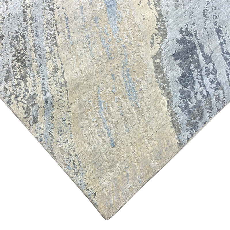 Hand Knotted Abstract Area Rug, Rectangle 8' x 10'