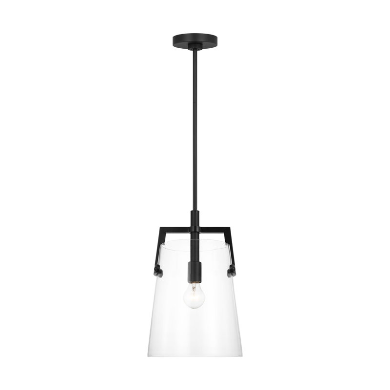 Crofton 1 Light Kitchen Pendant With Clear Shade, Midnight Black, 59.75" H x 10.25" W x 10.25" D
