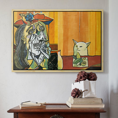 Woman Yelling at a Cat Meme (Picasso Parody), c. 2019-Internet Artist (Unknown)-Framed Gallery Wrapped Canvas