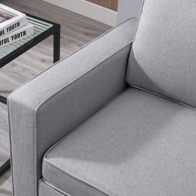 Canapé modulaire convertible 3 pièces avec repose-pieds de rangement et fauteuil simple avec poches, gris clair