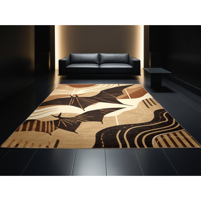 Tapis à motif abstrait en peluche douce et douce Kater Camazotz, 6 x 9