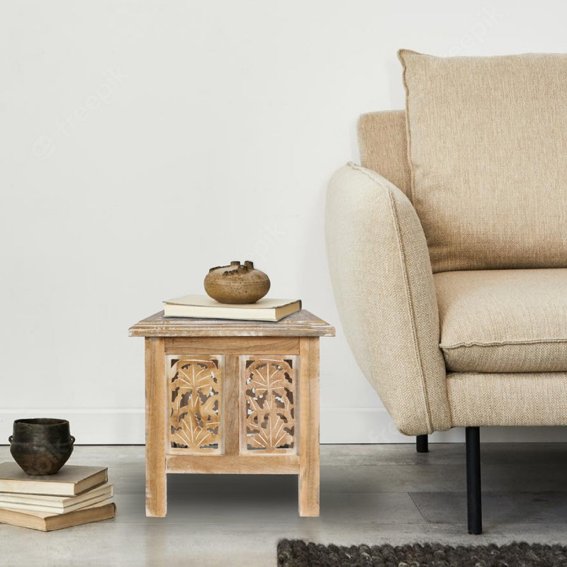 Abbey End Table, Natural, 31cm H x 30cm W x 30cm D