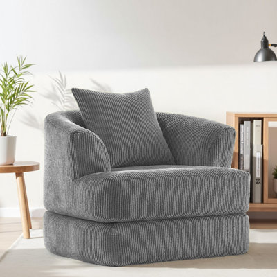 Oversized Upholstered Convertible Accent Barrel Chair