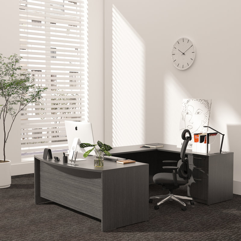 U-Shaped Executive Desk, Gray