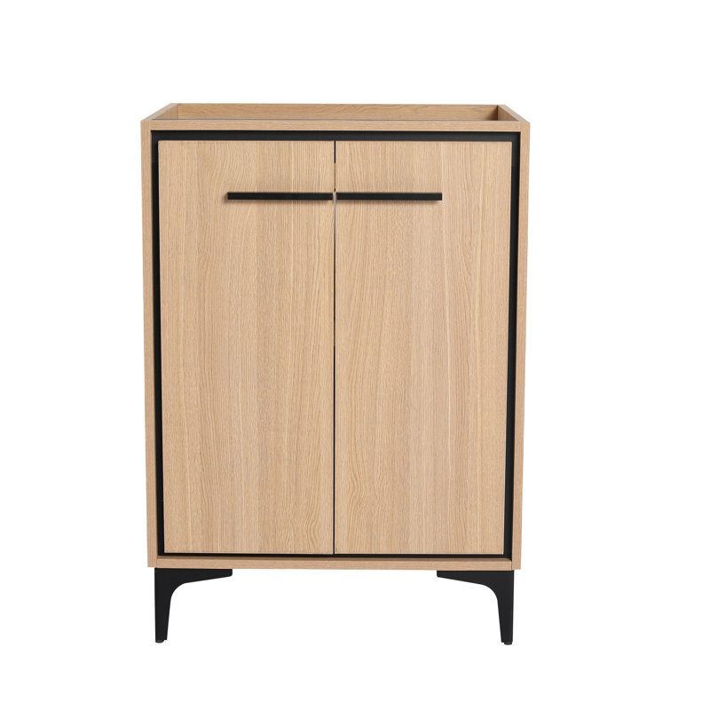 Meuble-lavabo 24 po sans lavabo supérieur, armoire de rangement moderne avec 2 portes à fermeture douce, meuble-lavabo simple