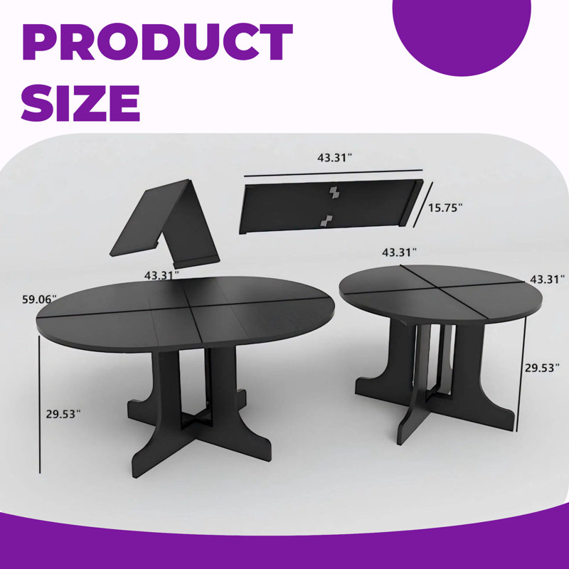 Table de salle à manger extensible Black Farmhouse