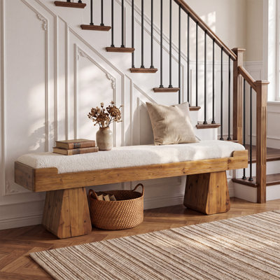55'' Upholstered Bedroom Bench with Solid Wood Legs