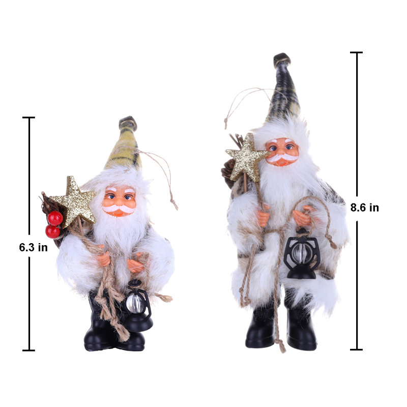 Père Noël en peluche debout, H 8,66 po x l 2,76 po x P 1,97 po