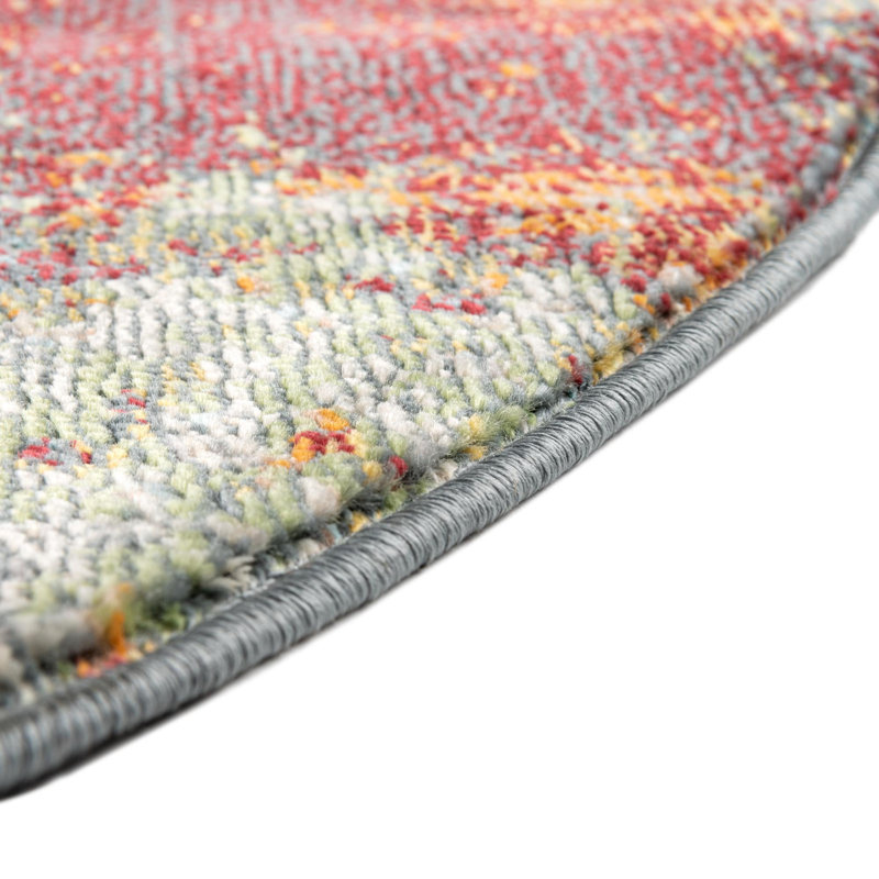Tapis rouge à motif abstrait Haefner, Carré 5 pi 5 po