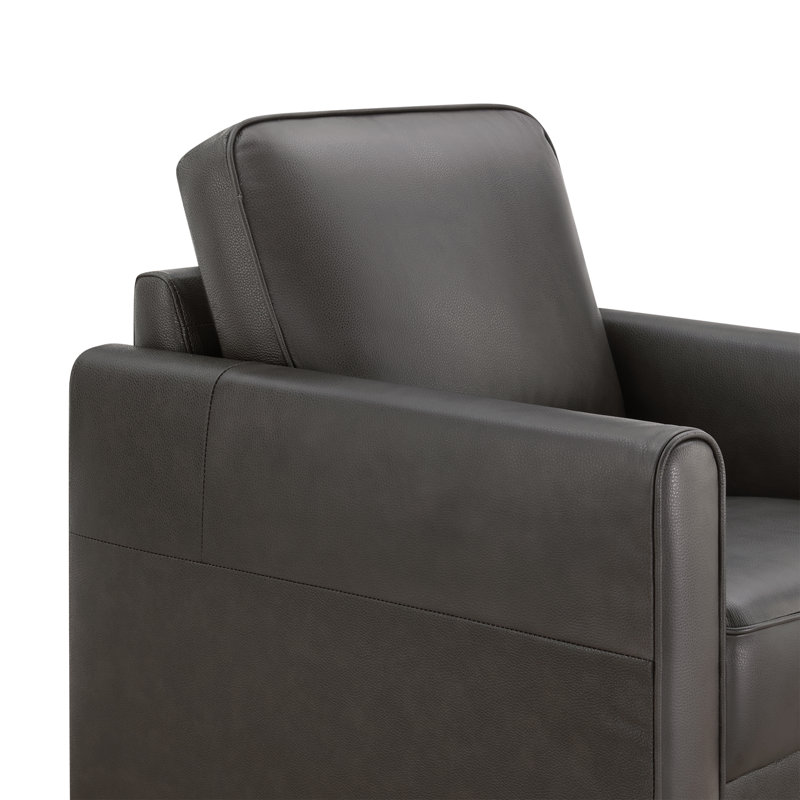 Fauteuil d'appoint pivotant en cuir véritable Weston, Ivoire ivoire