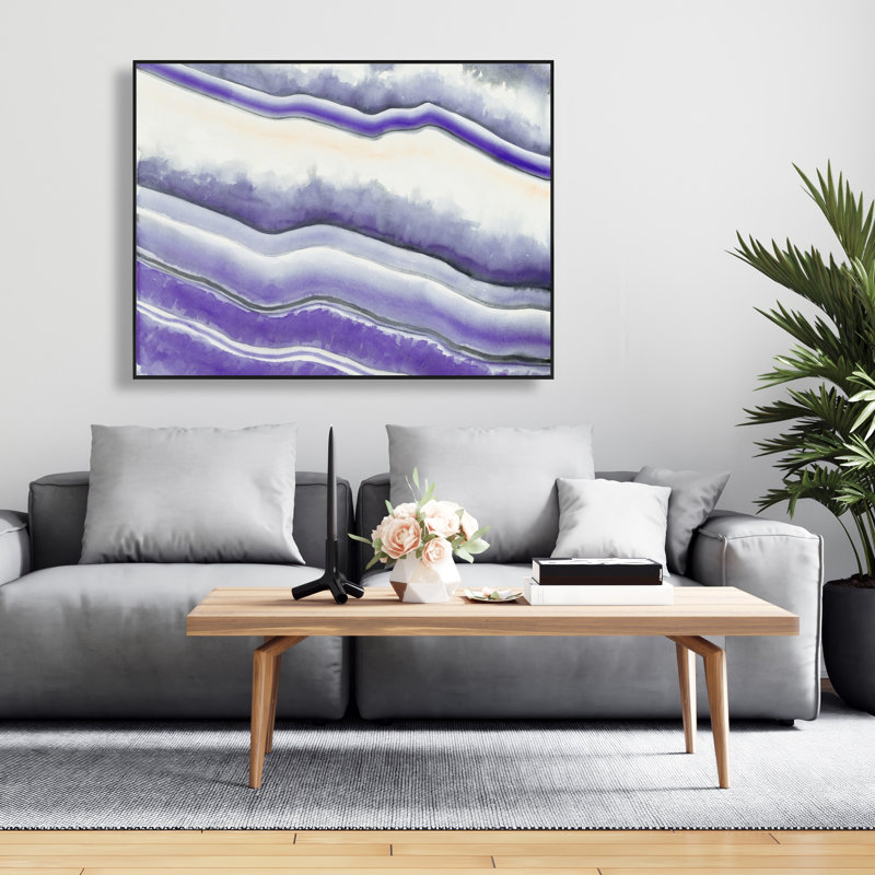 «Purple Geode - Contemporary Minerals», reproduction d'art sur toile encadrée