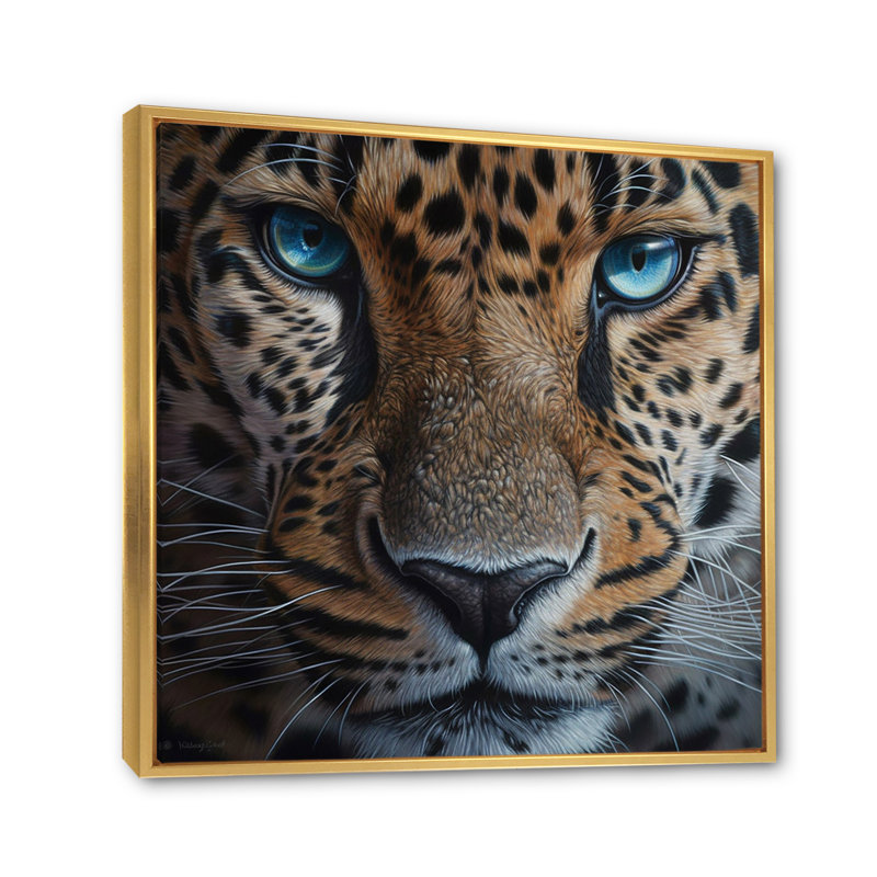 Jaguar's Gaze II sur impression sur toile, H 30 po x l 30 po, Cadre flottant doré