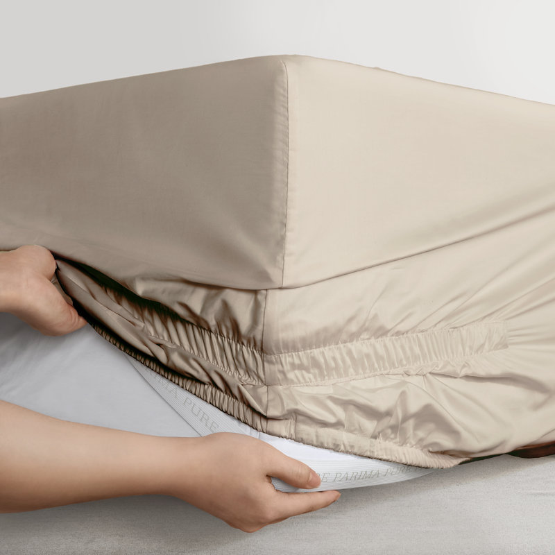 Purefect Fit Adjustable Sateen Fitted Sheet Fitted Sheet, Tan, Queen