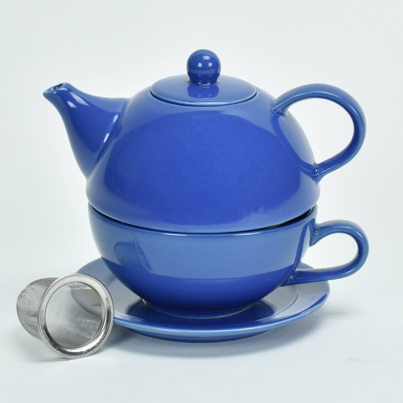 Service à thé 3 pièces Rashud Infuser, Simplement bleu