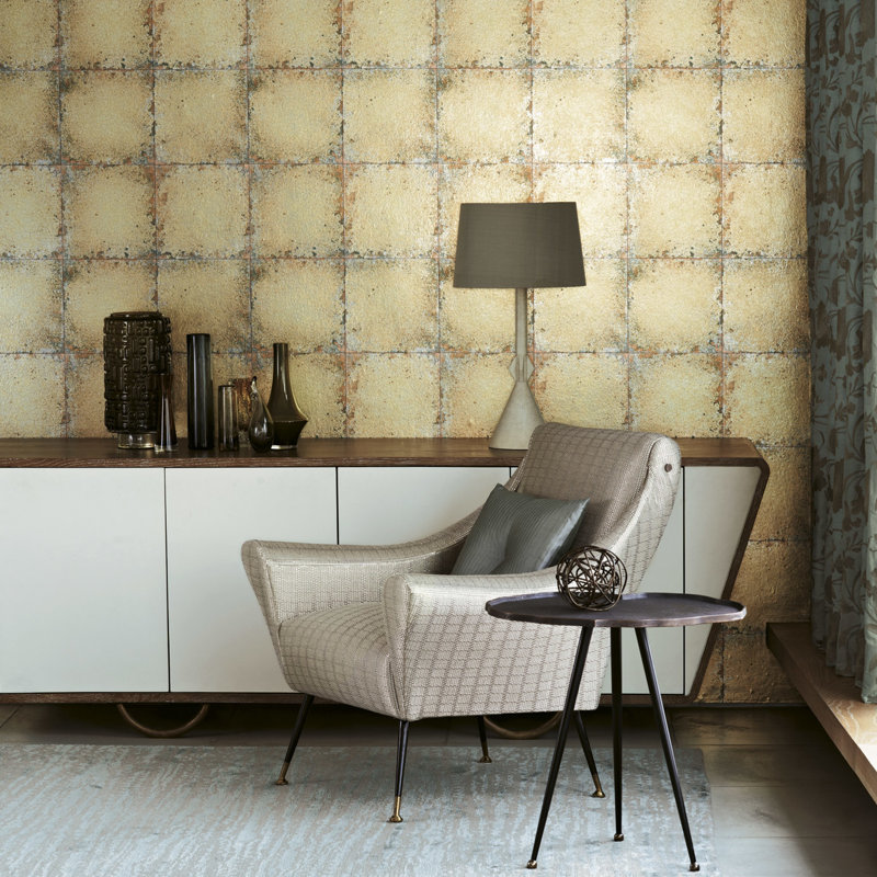 Lustre Tile Wallpaper, Pewter