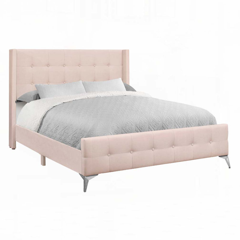Lit plateforme tapissier en velours