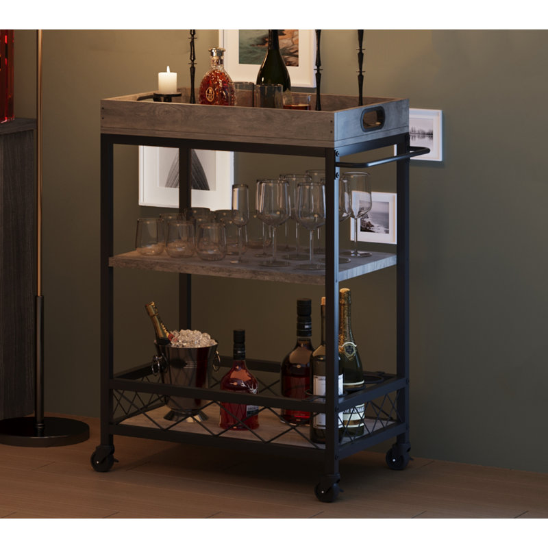 Iron And Wood Dining Car, Grey