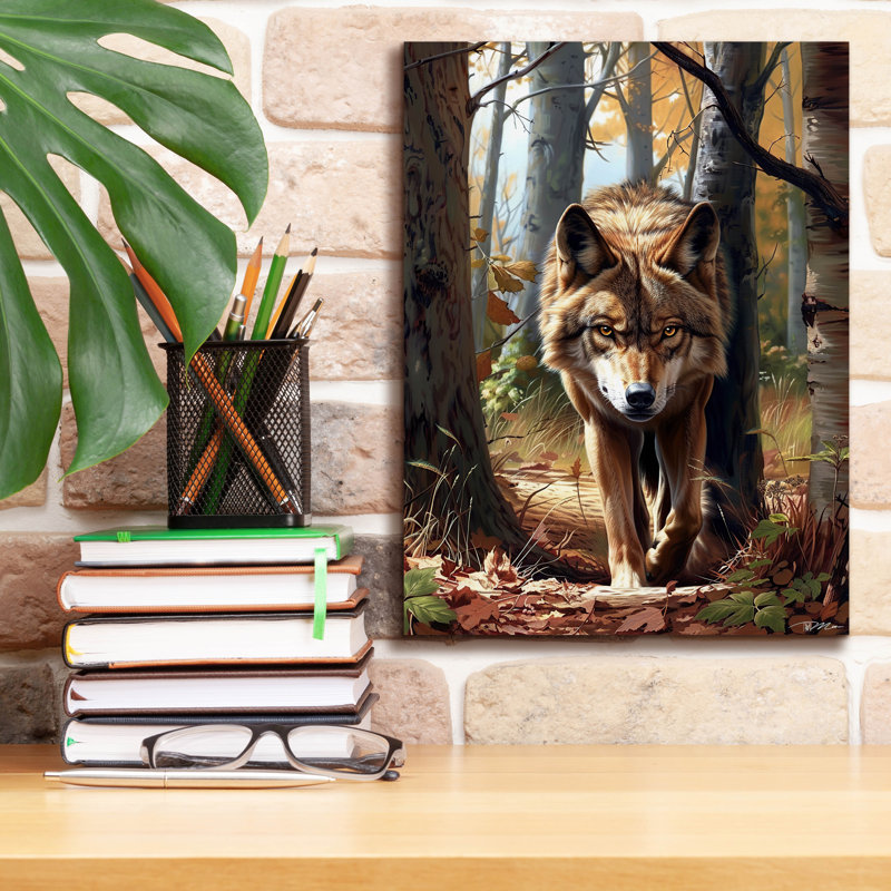 Toile épique «Wolf in the forest» par Momart, graffiti épique, 12 po x 16 po