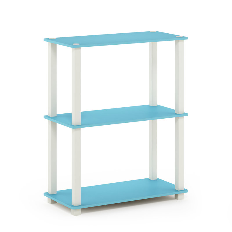 Decorius Etagere Bookcase, Light Blue/White Square Tube, (4 Shelves) 43.25" H x 23.6" W x 11.6" D