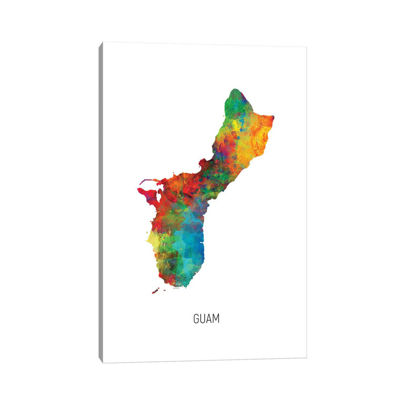 Guam Map by Michael Tompsett - Wrapped Canvas Painting, 152.5 cm H x 101.5 cm W