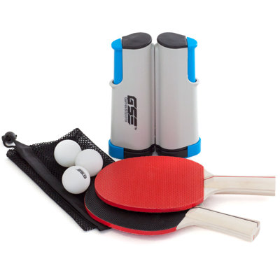 GSE Complete Ping Pong Game Set with Retractable Table Tennis Net & Post, 2 Paddles & 3 Ping Pong Balls