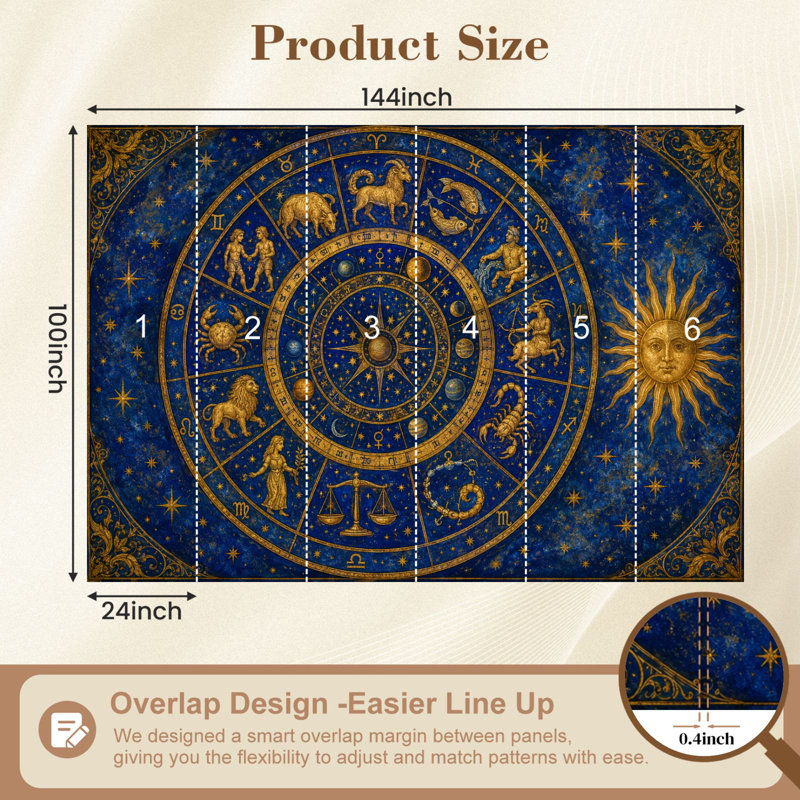 Papier peint adhésif autocollant Zodiac Constellation, 100.08" L x 144" W